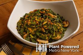 Southern-Style Collard Greens with Smoky Mushrooms, Plant Powered Metro New York Logo
