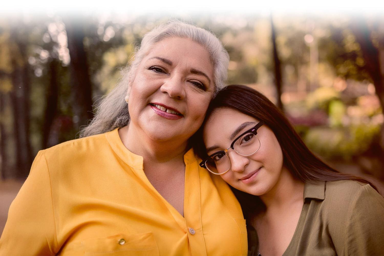 Mom and daughter hugging