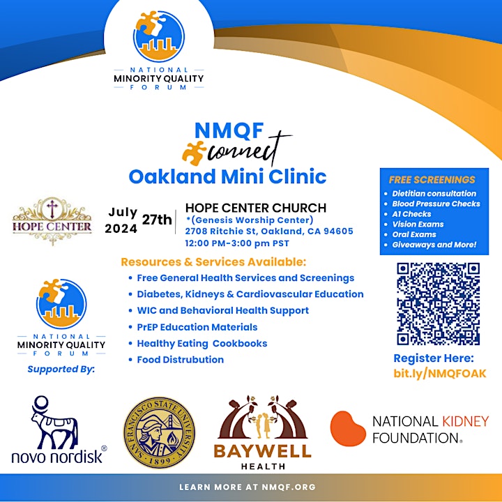 7-27-24 NMQF Oakland Mini Clinic graphic