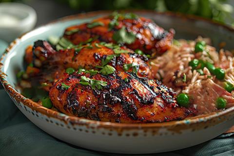 Caribbean Jerk Chicken with Rice and Peas