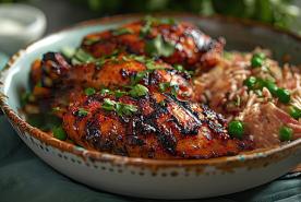 Caribbean Jerk Chicken with Rice and Peas