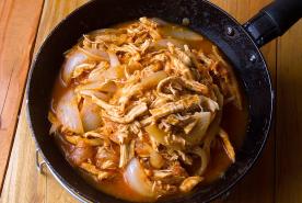 Mexican chicken, cabbage, onion skillet