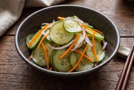 Japanese Cucumber Salad with carrots and red onion