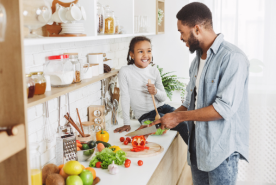 Parent cooking with child