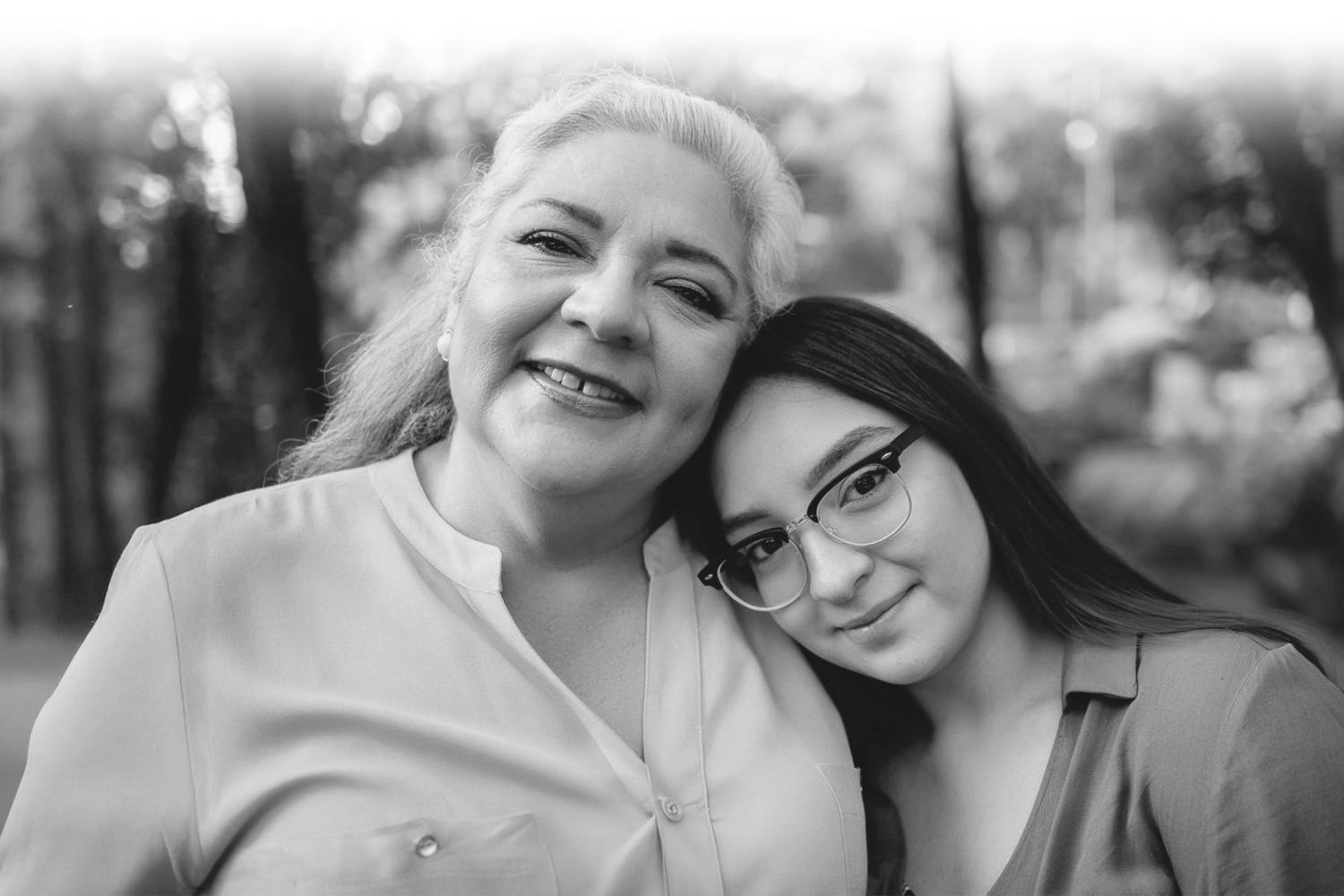 Mom and daughter hugging