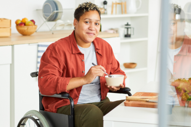 Person eating at table