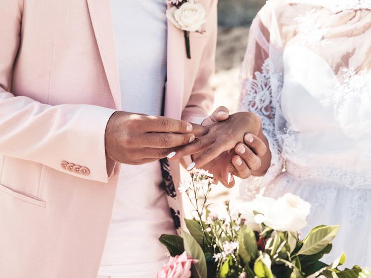 close-up of couple during wedding ceremony