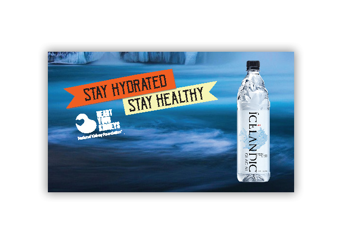 Icelandic graphic with "Stay Hydrated, Stay Healthy" message