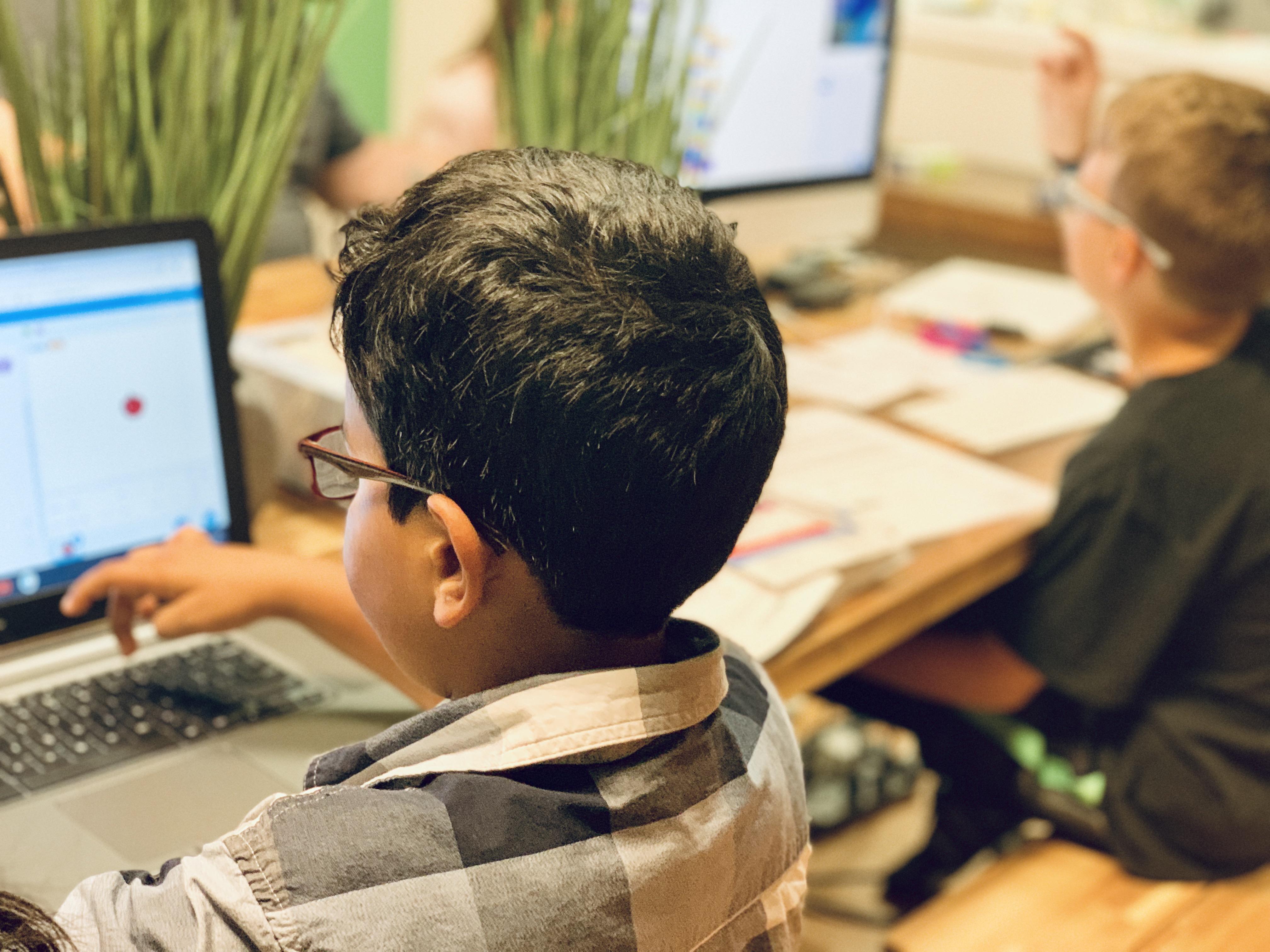 Kids learning with computers