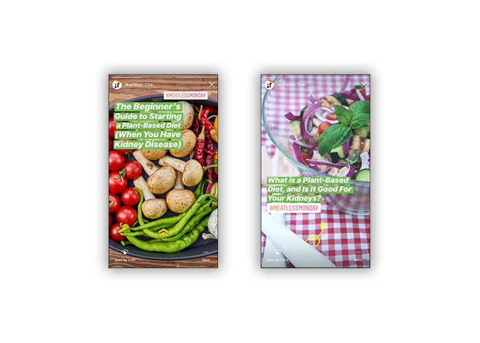 2 Meatless Monday and NKF co-branded instagram stories